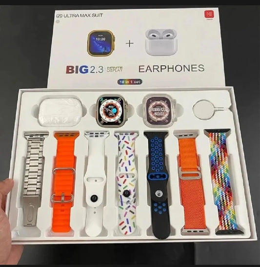 Ultra Smart Watch With Earbuds And 7 Straps